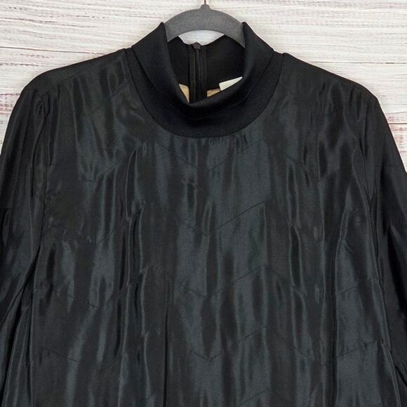 COS Black Satin Midi Turtleneck Dress Sz 12 Relaxed Fit Modern Luxury Minimalist - Picture 5 of 16